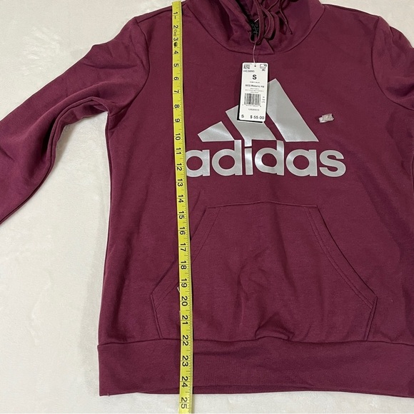 ADIDAS Womens Metallic Logo Hoodie Victory Crimson Color Size Small NWT - Picture 11 of 11